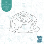 Cinnamon roll cookie cutter with png images for edible ink printers including Eddie