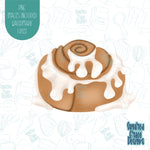 Cinnamon roll cookie cutter with png images for edible ink printers including Eddie