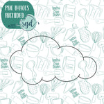 Storm Cloud Cookie Cutter with PNG Images to Match - Hand Drawn Graphics for Edible Ink Printers