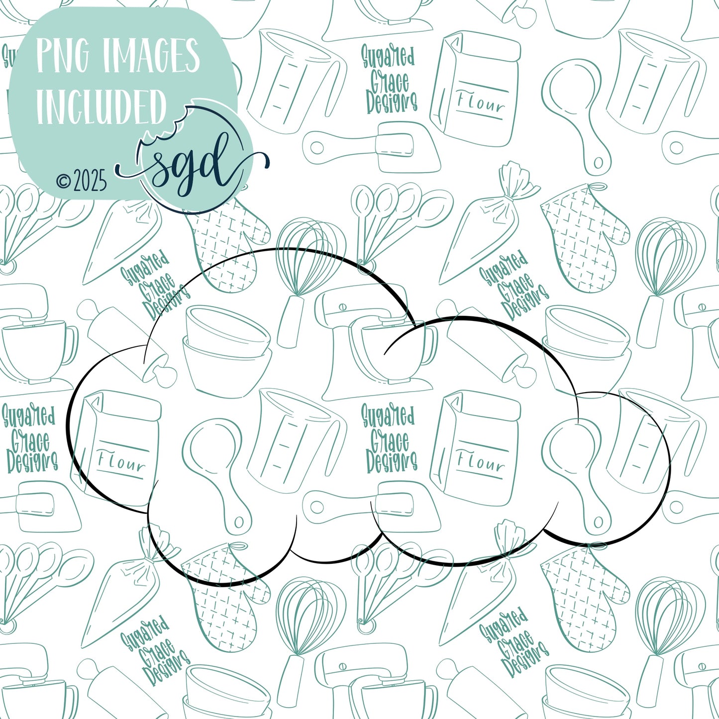 Cloud Cookie Cutter STL File  with PNG Images to Match - For 3D Printing and Edible Ink Printers