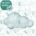 Storm Cloud Cookie Cutter with PNG Images to Match - Hand Drawn Graphics for Edible Ink Printers