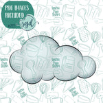 Storm Cloud Cookie Cutter with PNG Images to Match - Hand Drawn Graphics for Edible Ink Printers