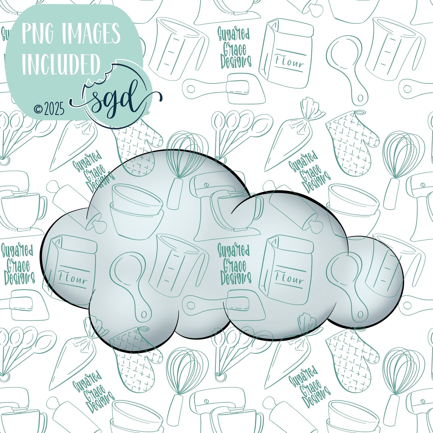 Cloud Cookie Cutter STL File  with PNG Images to Match - For 3D Printing and Edible Ink Printers