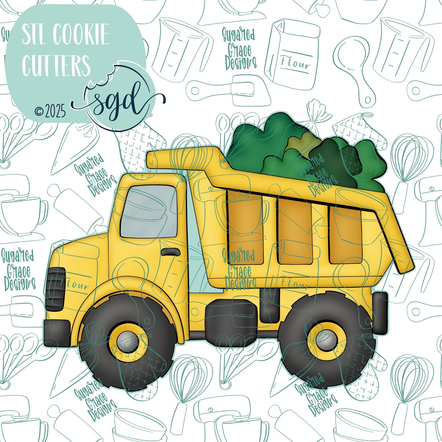 Loads of Luck Dump Truck Cookie Cutter STL File  with PNG Images to Match - For 3D Printing and Edible Ink Printers