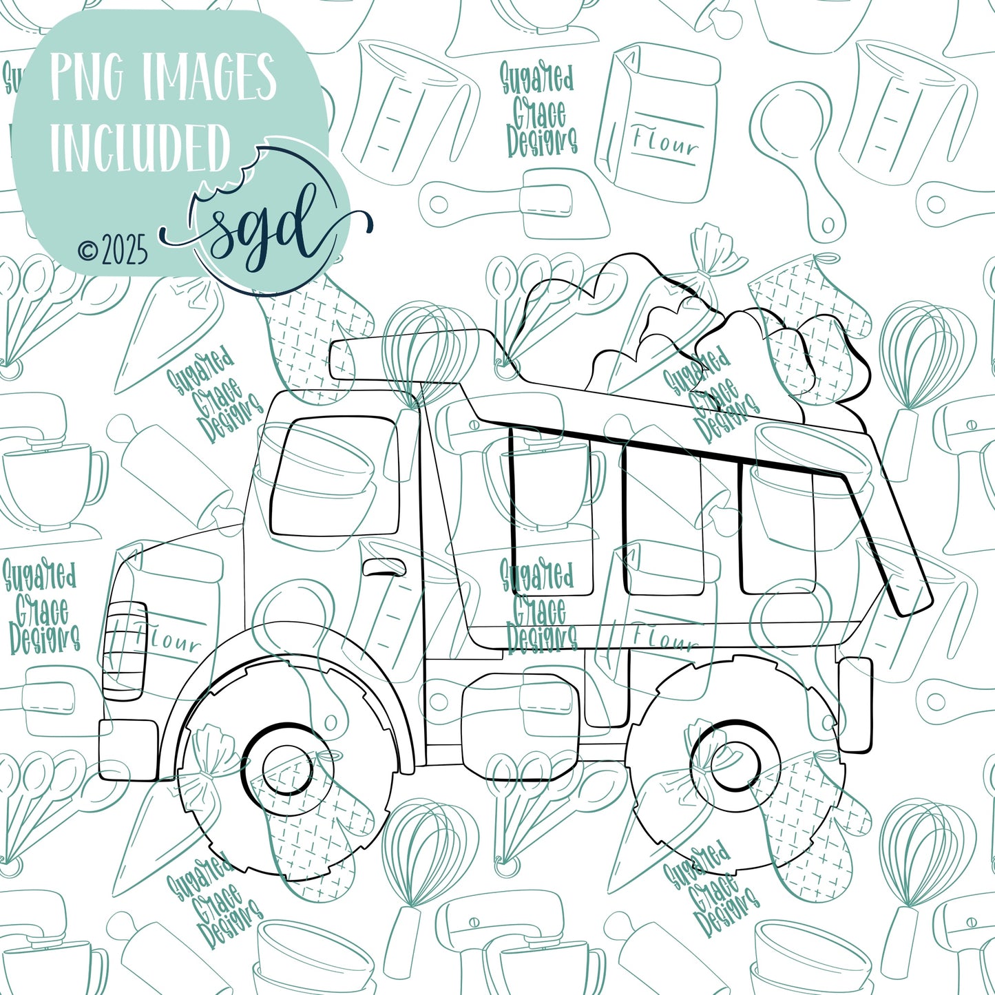 Loads of Luck Dump Truck Cookie Cutter STL File  with PNG Images to Match - For 3D Printing and Edible Ink Printers