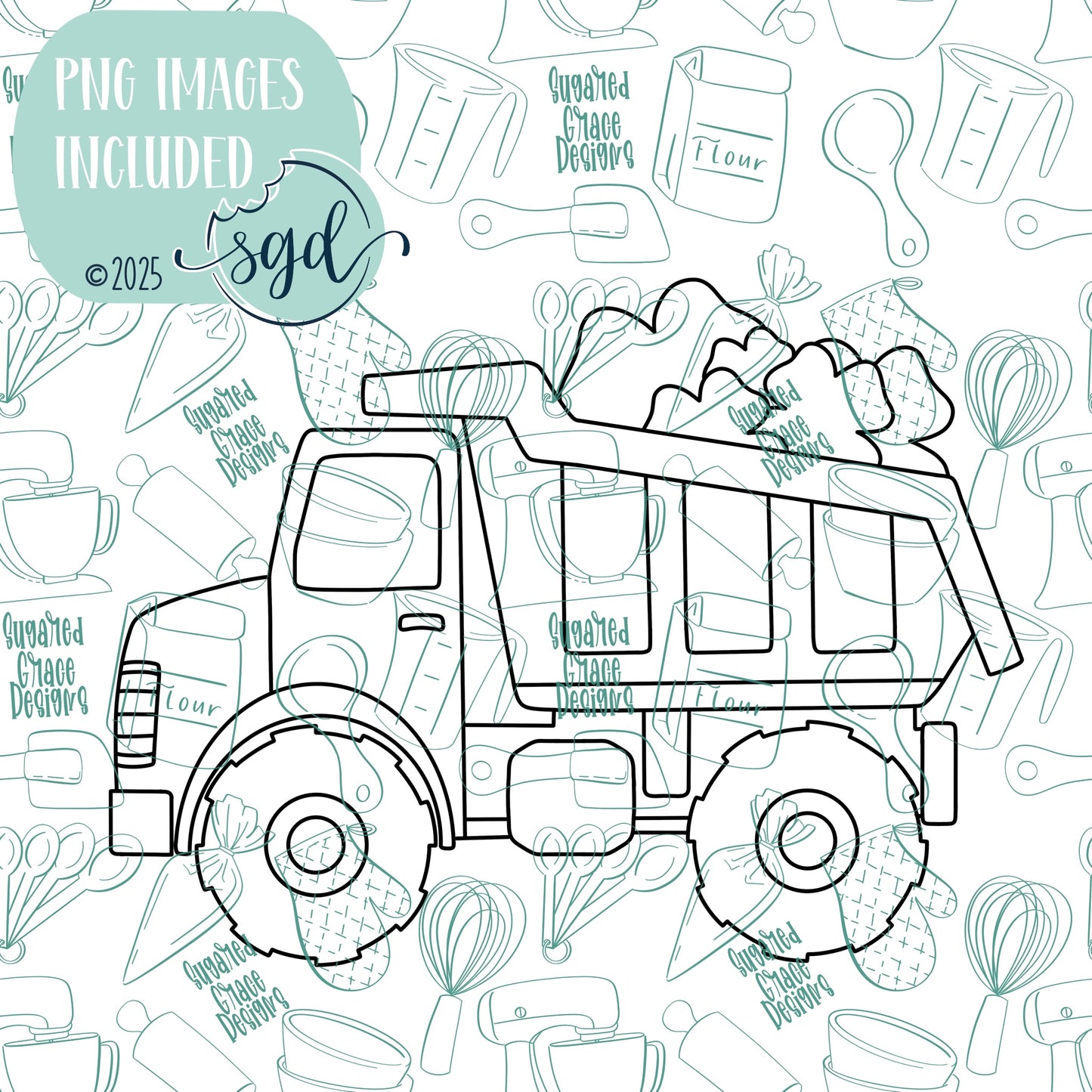 Loads of Luck Dump Truck Cookie Cutter STL File  with PNG Images to Match - For 3D Printing and Edible Ink Printers