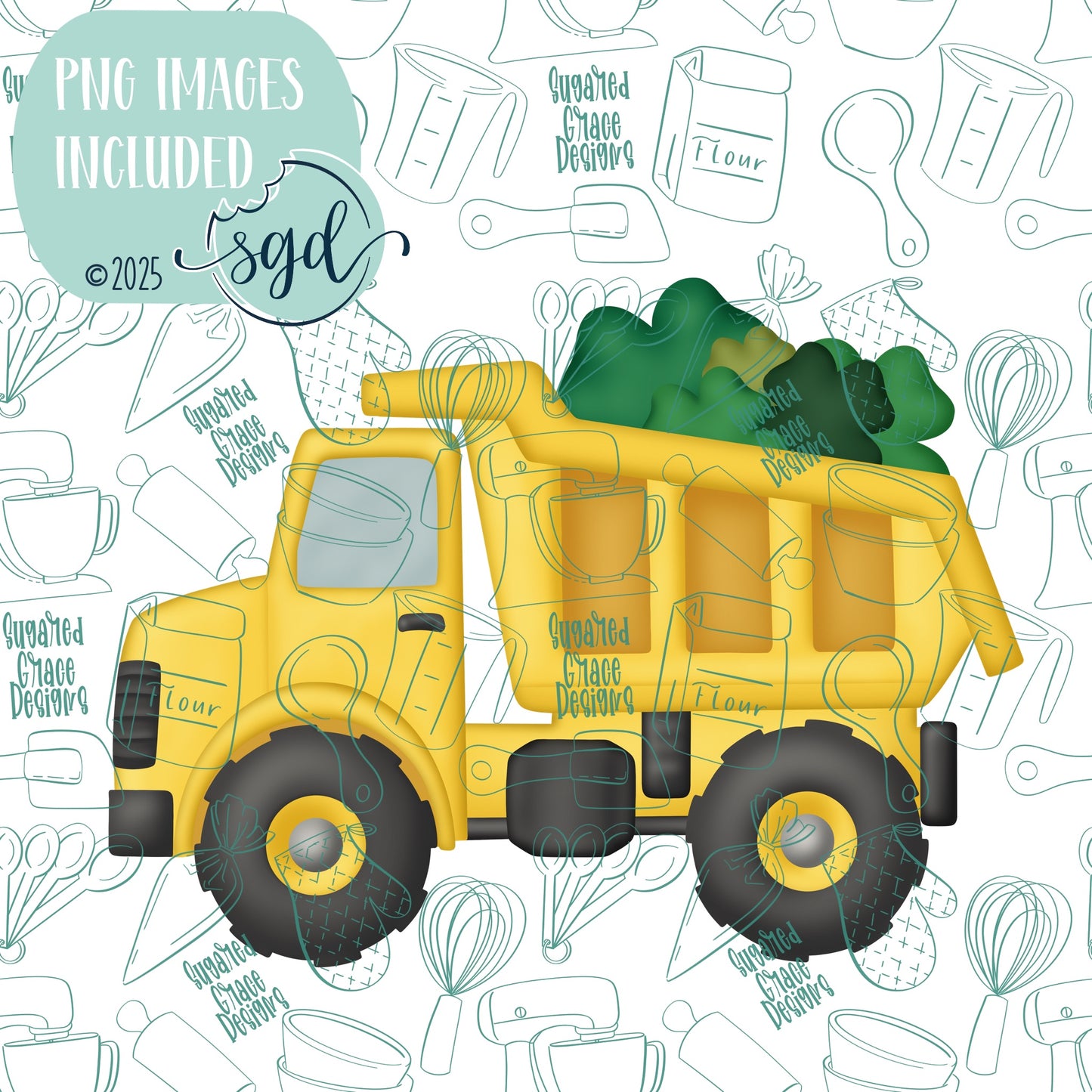 Loads of Luck Dump Truck Cookie Cutter STL File  with PNG Images to Match - For 3D Printing and Edible Ink Printers