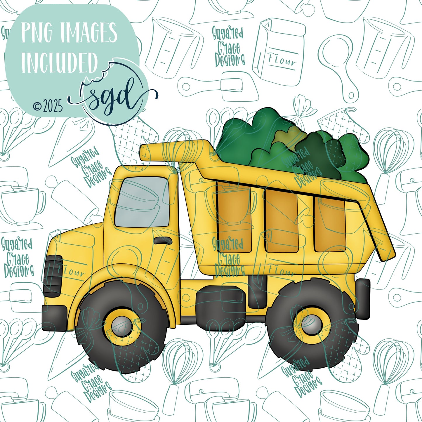 Loads of Luck Dump Truck Cookie Cutter STL File  with PNG Images to Match - For 3D Printing and Edible Ink Printers