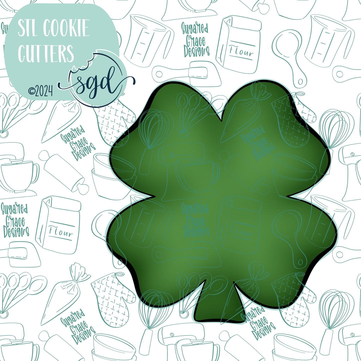 St Patricks Day Clover or Shamrock Cookie Cutter STL File  with PNG Images to Match - For 3D Printing and Edible Ink Printers