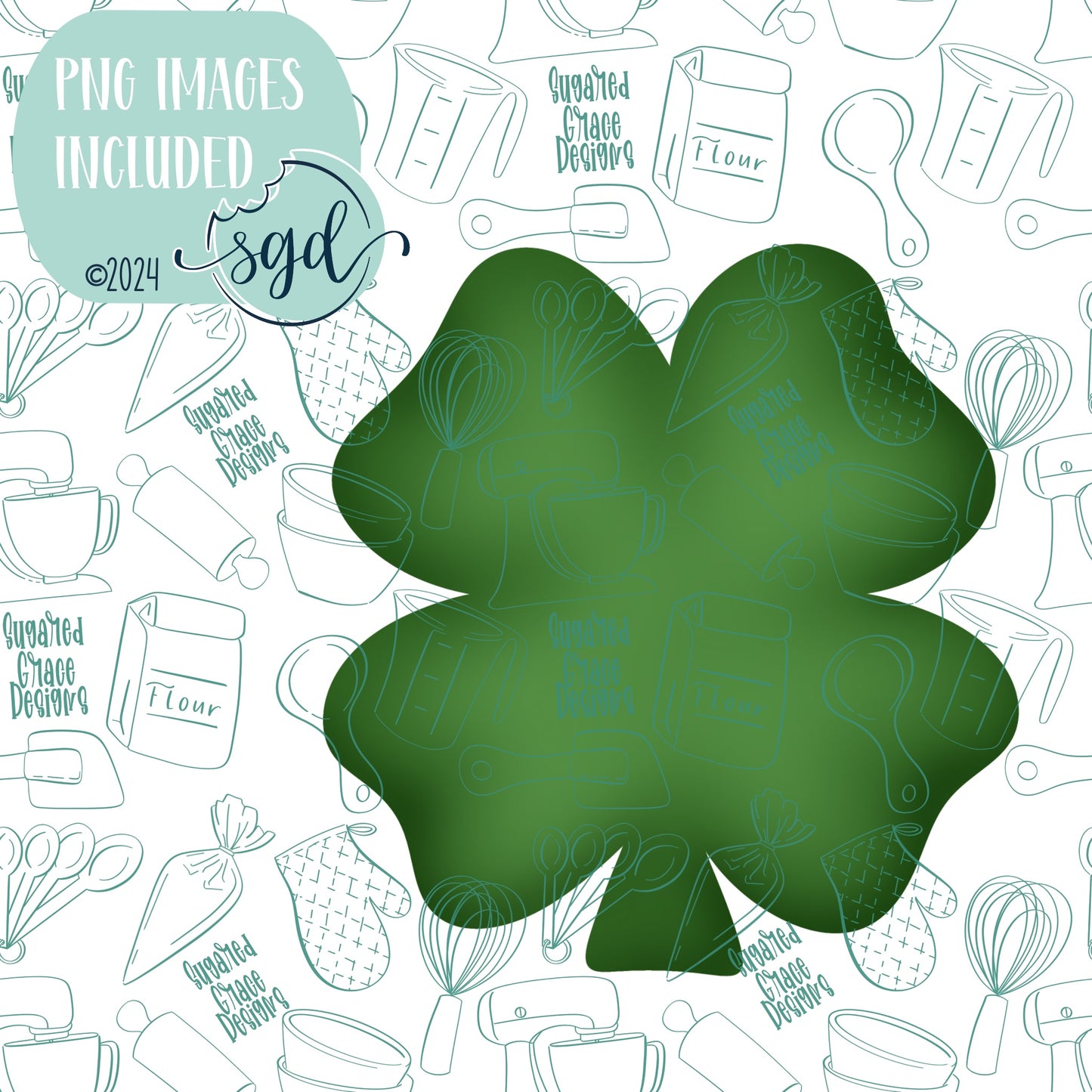 St Patricks Day Clover or Shamrock Cookie Cutter STL File  with PNG Images to Match - For 3D Printing and Edible Ink Printers