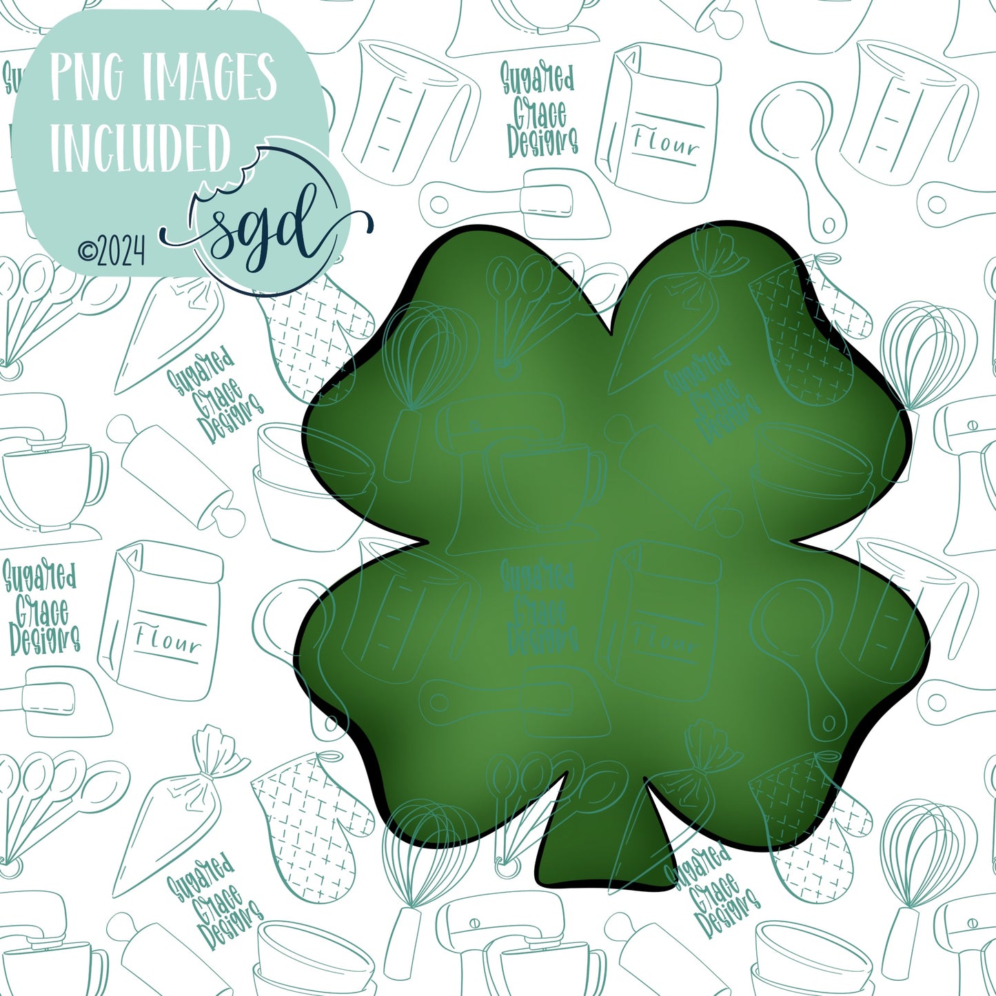 St Patricks Day Clover or Shamrock Cookie Cutter STL File  with PNG Images to Match - For 3D Printing and Edible Ink Printers
