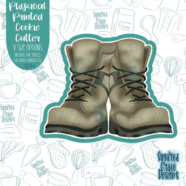 Army Military Combat Boots Cookie Cutter with Matching PNG Images for Edible Ink Prints Including Eddie