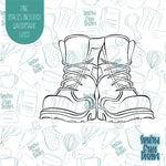 Army Military Combat Boots Cookie Cutter with Matching PNG Images for Edible Ink Prints Including Eddie