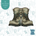 Army Military Combat Boots Cookie Cutter with Matching PNG Images for Edible Ink Prints Including Eddie