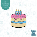 Comic Style Birthday Cake cookie cutter with png images for edible printers