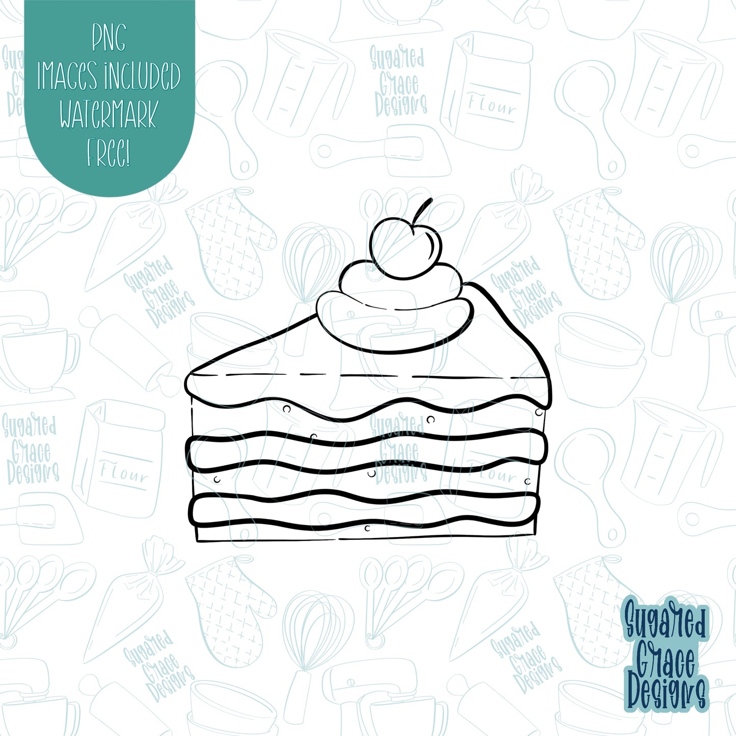 Comic style birthday cake slice cookie cutter with png images for edible printers including Eddie