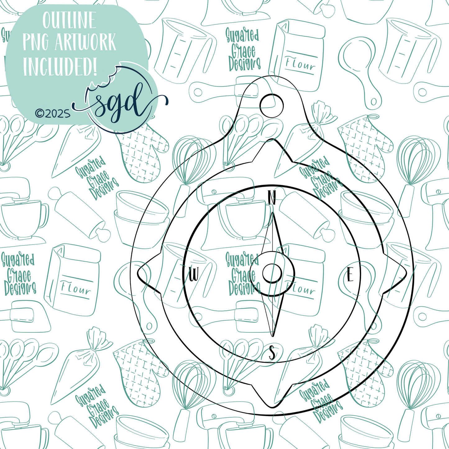 Compass Cutter STL File with PNG Images to Match - For 3D Printing and Edible Ink Printers