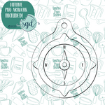 Compass Cookie Cutter with PNG Images to Match - Hand Drawn Graphics for Edible Ink Printers