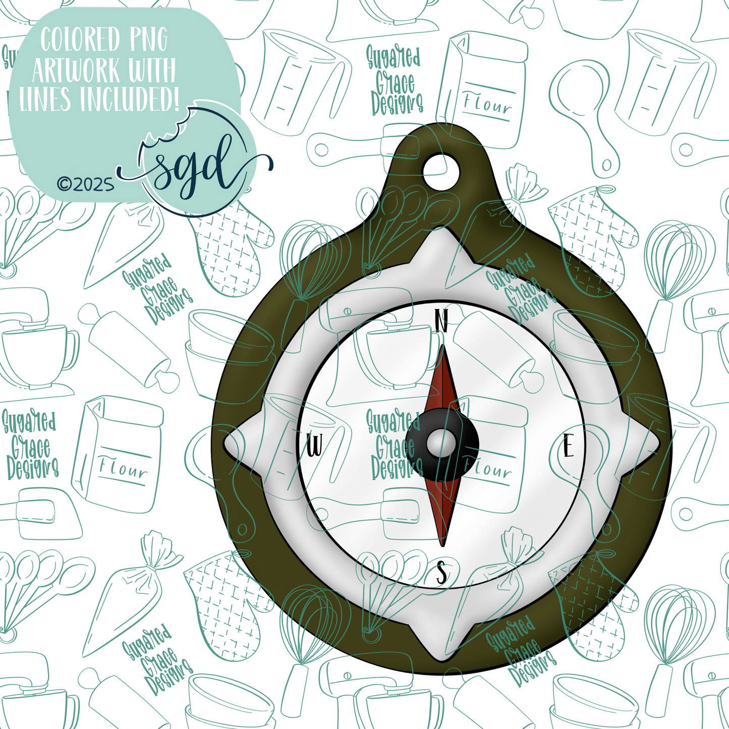 Compass Cutter STL File with PNG Images to Match - For 3D Printing and Edible Ink Printers