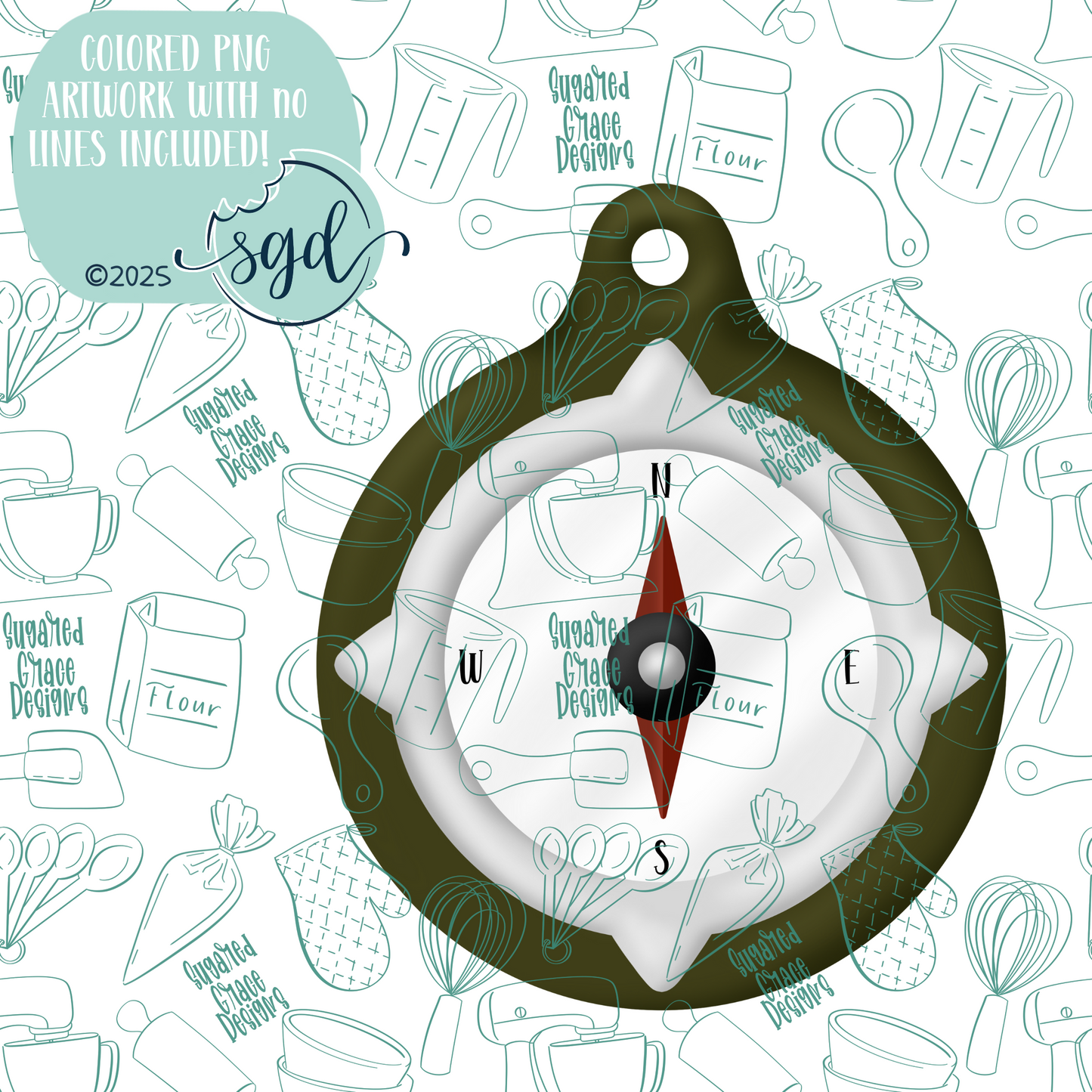 Compass Cutter STL File with PNG Images to Match - For 3D Printing and Edible Ink Printers