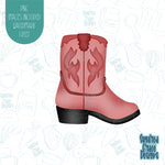 Cowgirl boot cookie cutter with png images for edible ink printers including Eddie