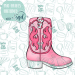 Pink Western Cowgirl Boot Cookie Cutter STL Files with PNG Images to Match - For 3D Printing and Edible Ink Printers