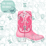 Pink Western Cowgirl Boot Cookie Cutter STL Files with PNG Images to Match - For 3D Printing and Edible Ink Printers