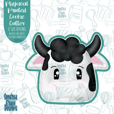 Cow Cookie Cutter with Matching Printable PNG Images for Edible Ink Printers Including Eddie