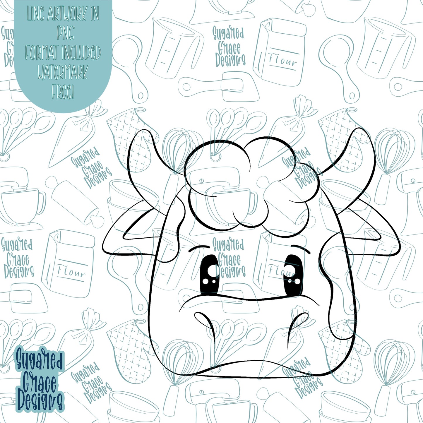 Cow Cookie Cutter STL Files for 3D Printing with Matching Printable PNG Images for Edible Ink Printers Including Eddie
