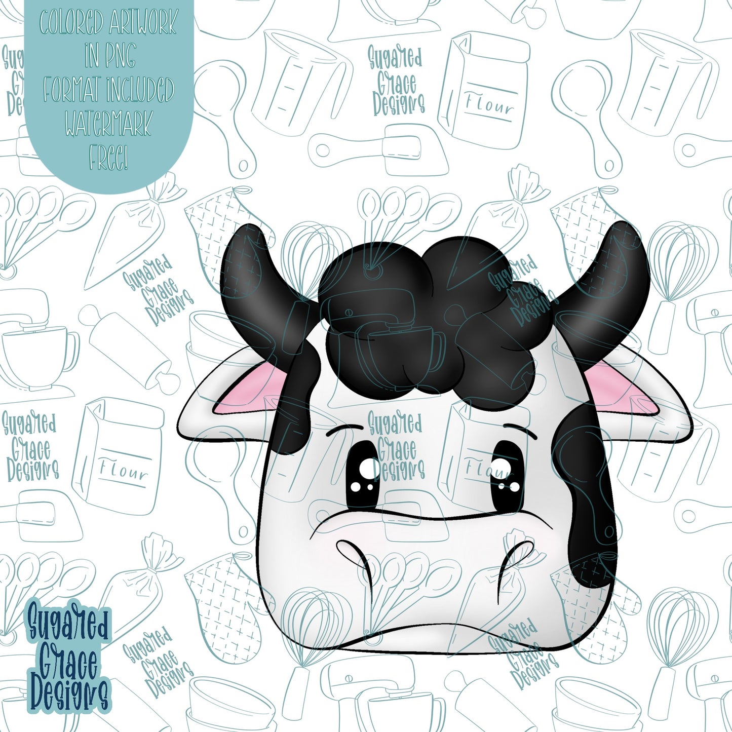 Cow Cookie Cutter STL Files for 3D Printing with Matching Printable PNG Images for Edible Ink Printers Including Eddie