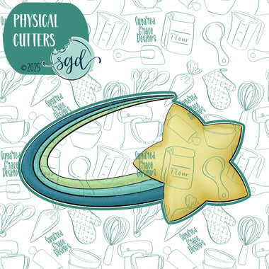 Shooting Star Cookie Cutter with PNG Images to Match - Hand Drawn Graphics for Edible Ink Printers