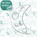 Crescent Moon Cookie Cutter with PNG Images to Match - Hand Drawn Graphics for Edible Ink Printers