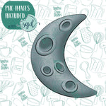 Crescent Moon Cookie Cutter with PNG Images to Match - Hand Drawn Graphics for Edible Ink Printers