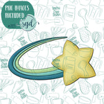 Shooting Star Cookie Cutter with PNG Images to Match - Hand Drawn Graphics for Edible Ink Printers