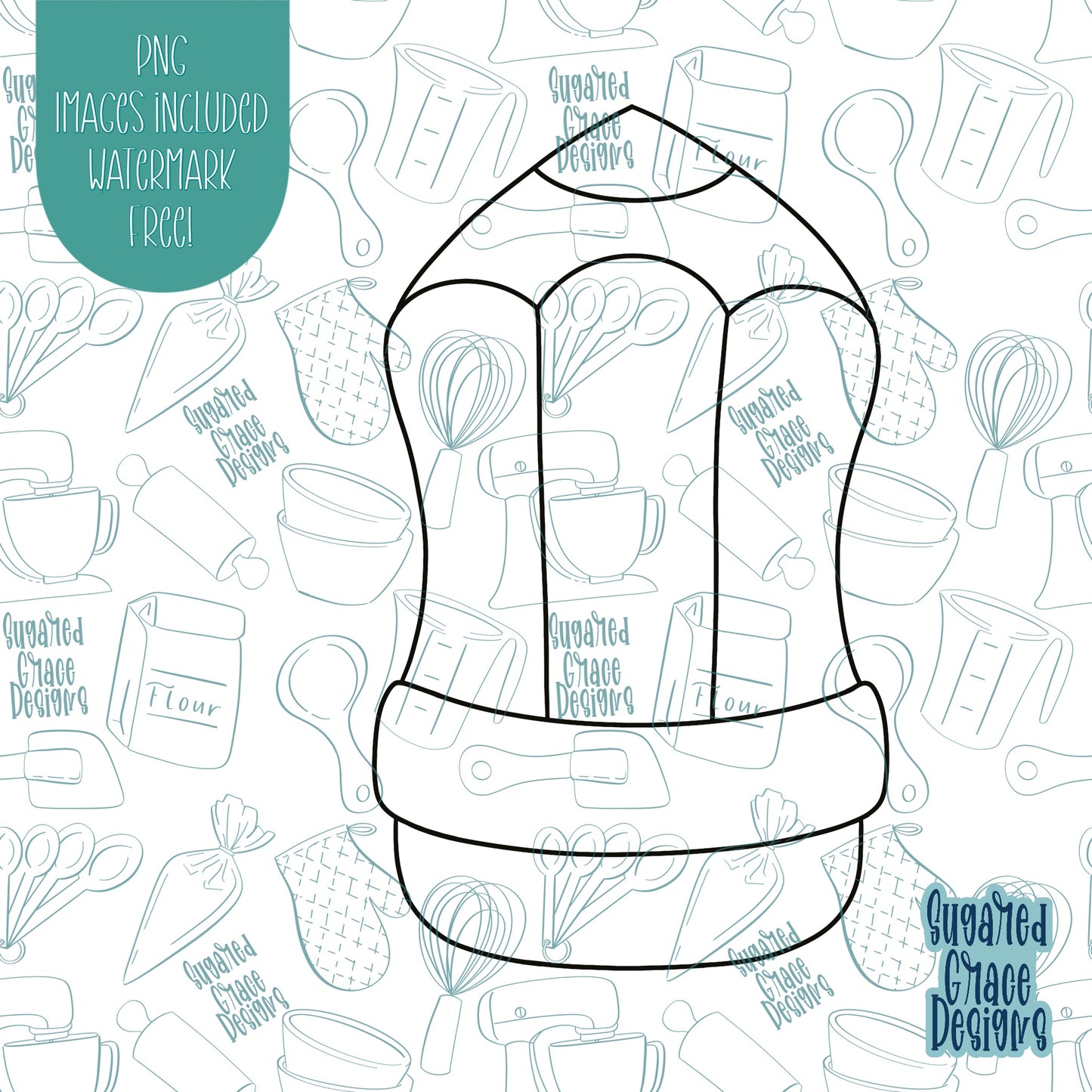 Back To School Curvy Pencil Cookie Cutter with Matching PNG Images for Edible Ink Printers Including Eddie