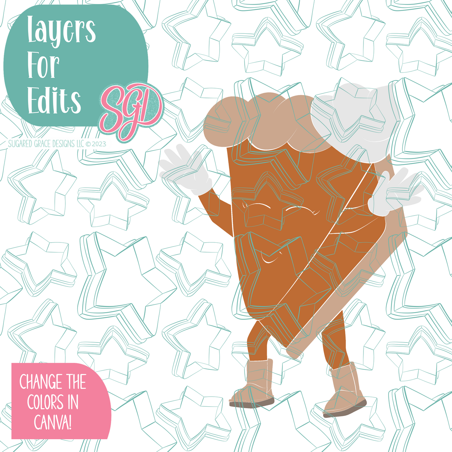 Dancing Pumpkin Pie Slice Cookie Cutter with PNG Images to Match - Hand Drawn Graphics for Edible Ink Printers