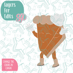 Dancing Pumpkin Pie Slice Cookie Cutter with PNG Images to Match - Hand Drawn Graphics for Edible Ink Printers