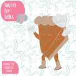 Dancing Pumpkin Pie Slice PNG Image Set for Edible Ink Printers - Hand Drawn Editable Graphics