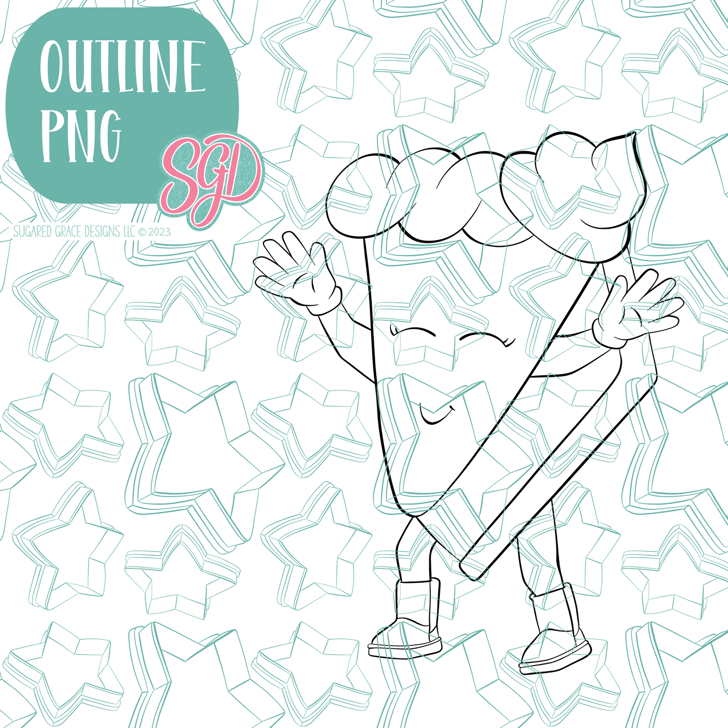 Dancing Pumpkin Pie Slice Cookie Cutter with PNG Images to Match - Hand Drawn Graphics for Edible Ink Printers