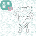 Dancing Pumpkin Pie Slice Cookie Cutter with PNG Images to Match - Hand Drawn Graphics for Edible Ink Printers