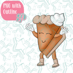 Dancing Pumpkin Pie Slice PNG Image Set for Edible Ink Printers - Hand Drawn Editable Graphics