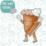 Dancing Pumpkin Pie Slice Cookie Cutter with PNG Images to Match - Hand Drawn Graphics for Edible Ink Printers