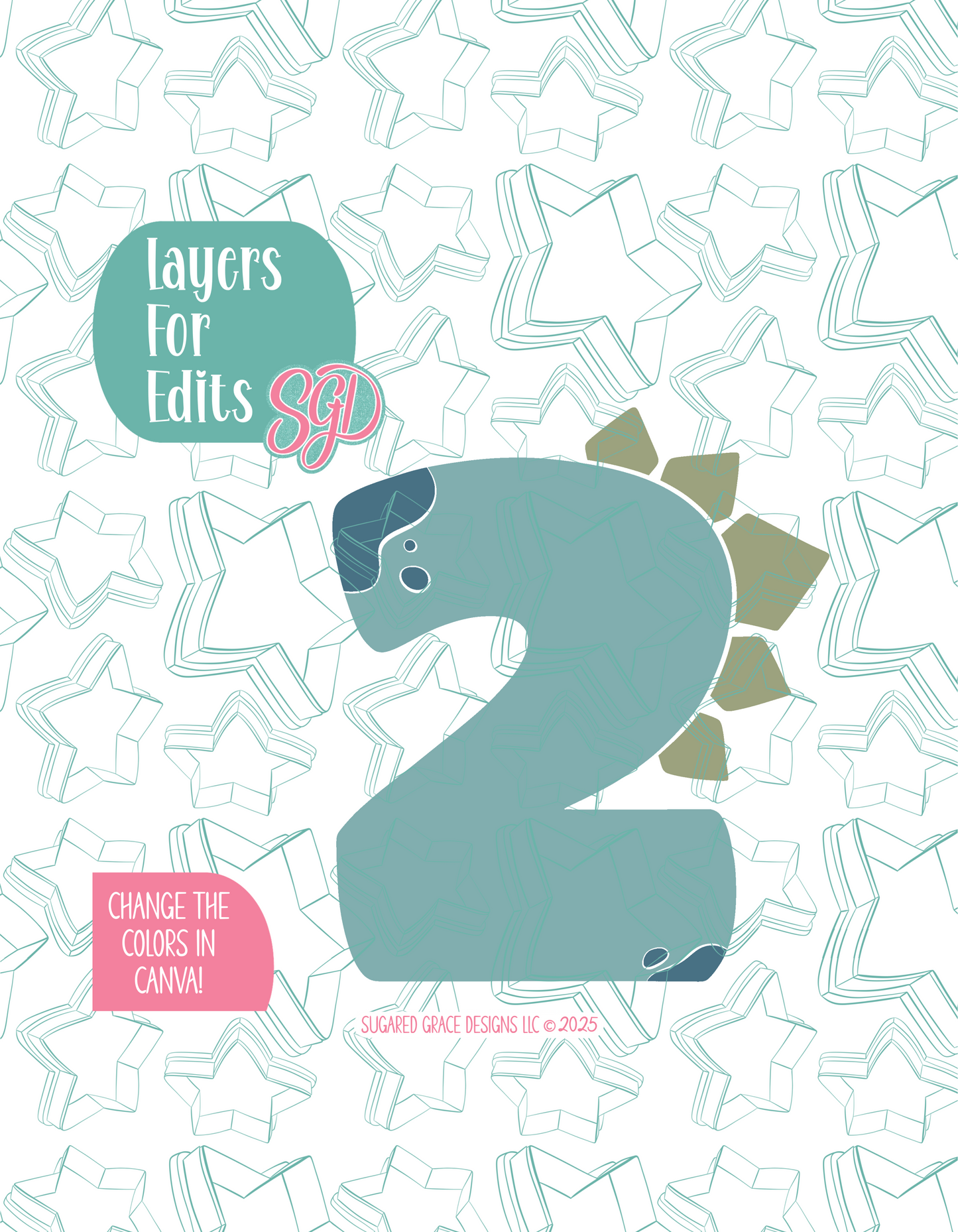 Dino 2 Cookie Cutter Plaque with matching PNG