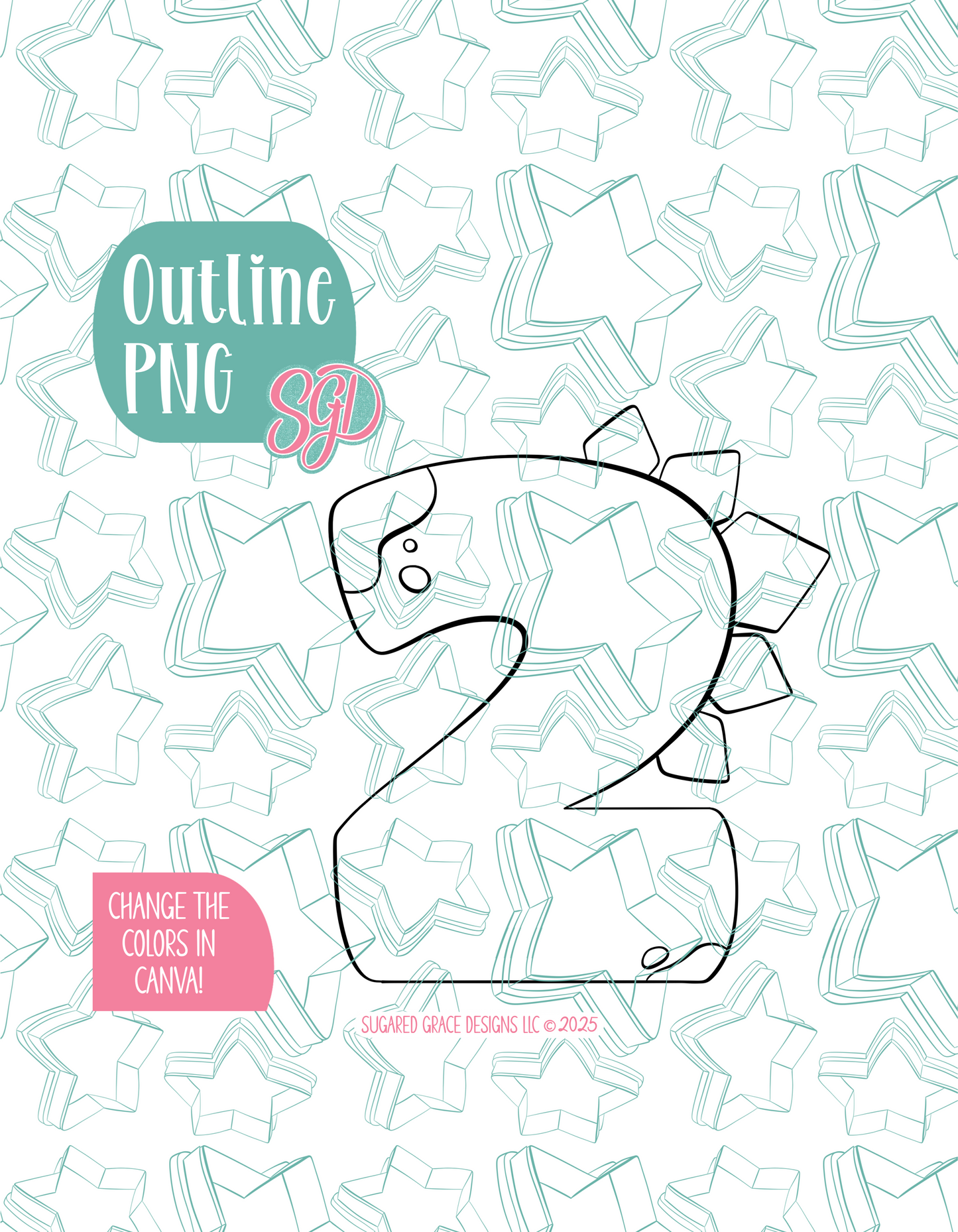 Dino 2 Cookie Cutter Plaque with matching PNG