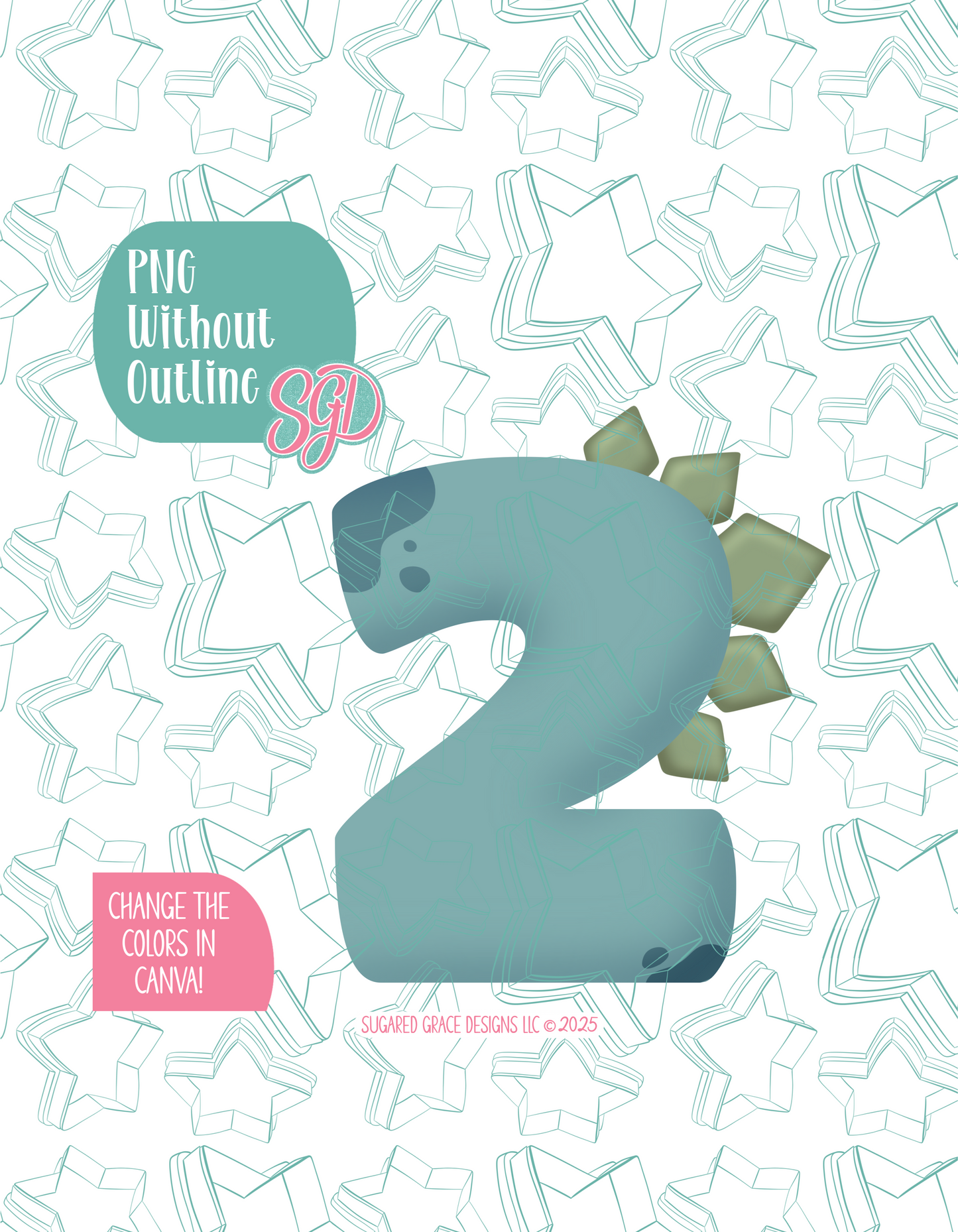 Dino 2 Cookie Cutter Plaque with matching PNG