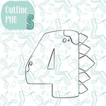 Dinosaur Themed Number 4 Cookie Cutter STL File with PNG Images to Match - For 3D Printing and Edible Ink Printers