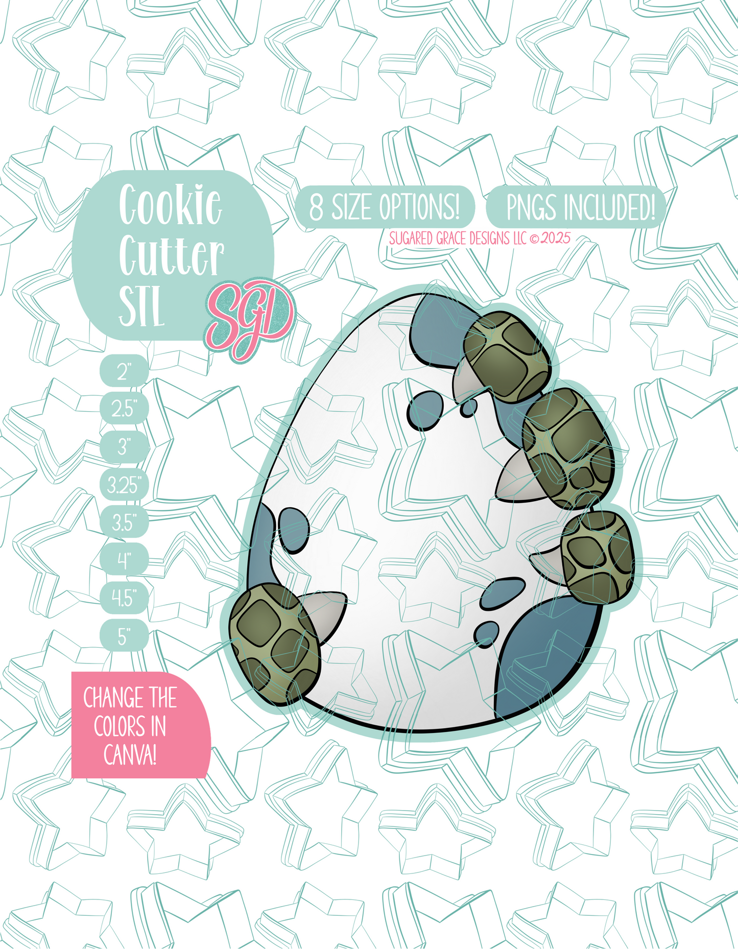 Dinosaur Egg Cookie Cutter STL File with PNG Images to Match - For 3D Printing and Edible Ink Printers