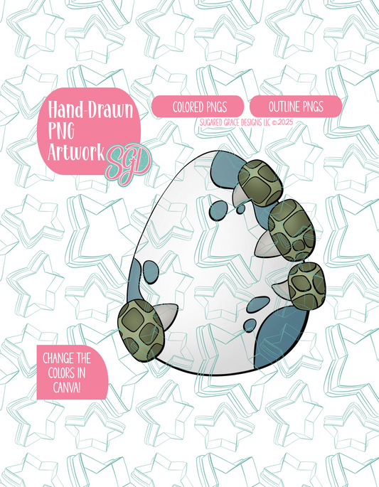 Dinosaur Egg PNG Image Set for Edible Ink Printers - Hand Drawn Editable Graphics