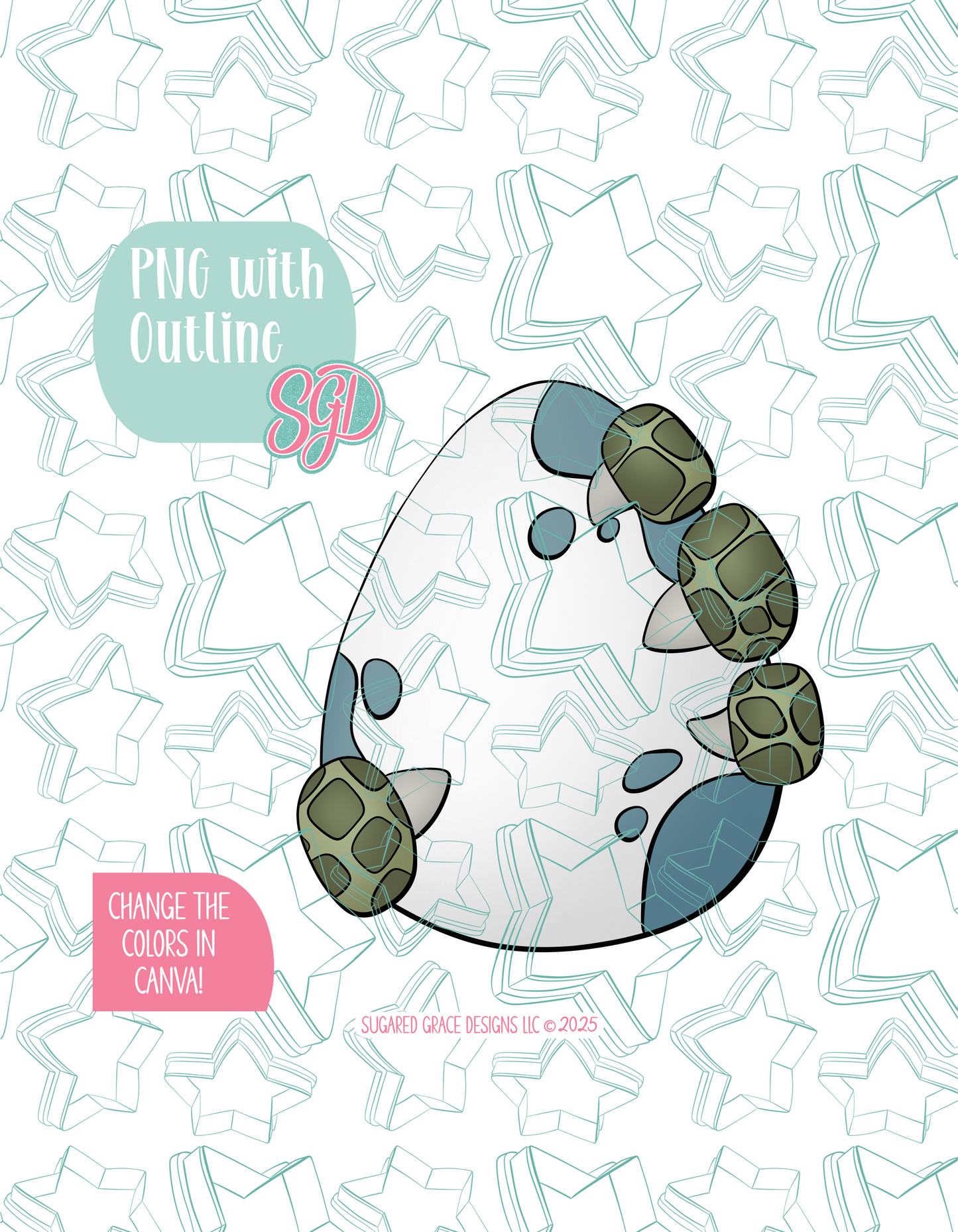 Dinosaur Egg Cookie Cutter STL File with PNG Images to Match - For 3D Printing and Edible Ink Printers