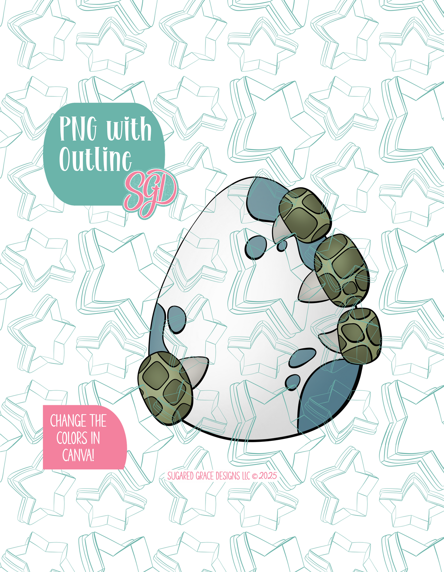 Dinosaur Egg Cookie Cutter Plaque with PNG Images to Match - Hand Drawn Graphics for Edible Ink Printers